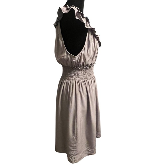 Floreat Gray/taupe Silk Ruffled Mini Dress M - Picture 5 of 12